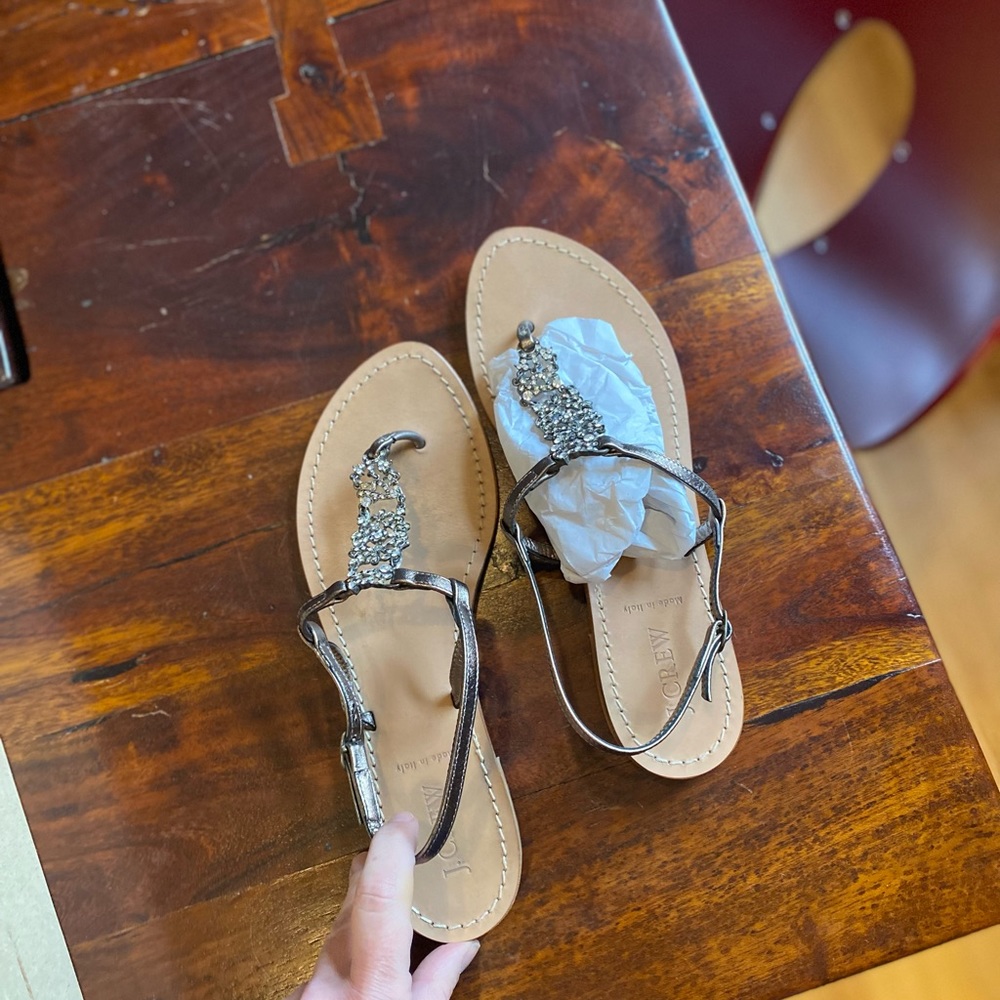 Black label J Crew Ibiza Jeweled Thong Sandals